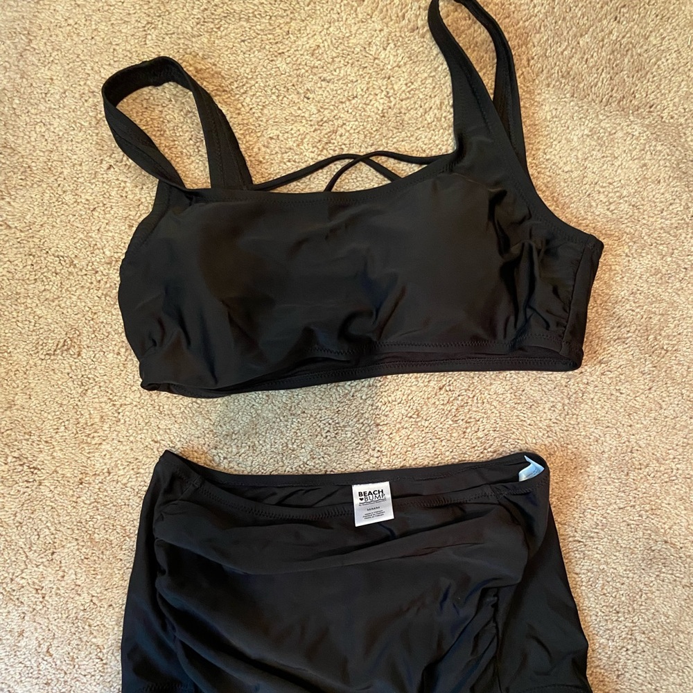 Two piece maternity bathing suit